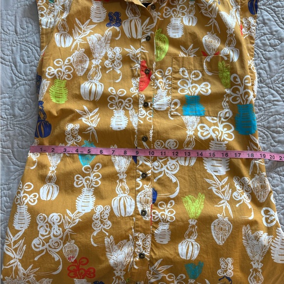 Anthropologie Maeve Toni Button Front Belted Tunic Dress Gold size Small - Picture 15 of 16